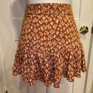 Skater Skirt Angie Brown Cactus Pattern Size M